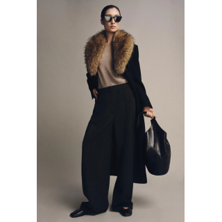 WOOL COAT WITH FAUX FUR COLLAR ZW COLLECTION