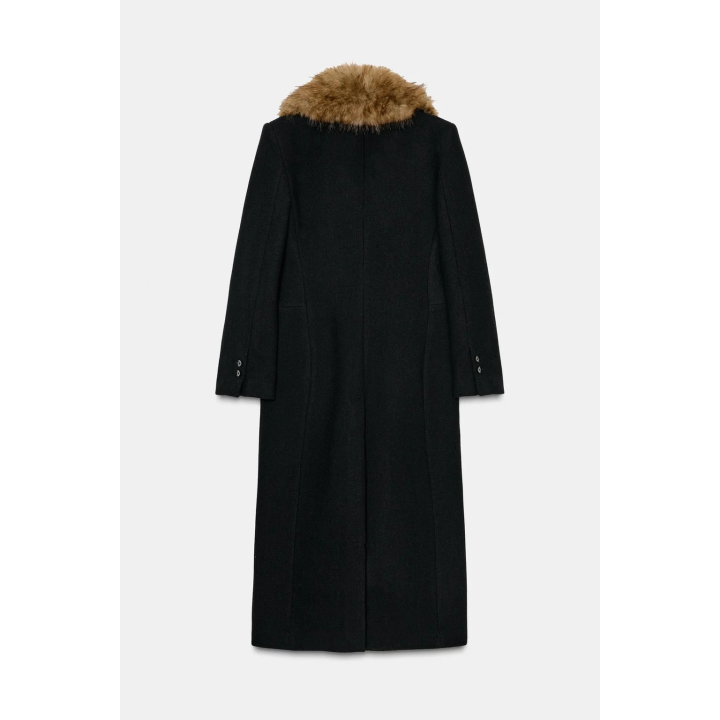 WOOL COAT WITH FAUX FUR COLLAR ZW COLLECTION