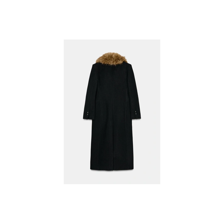 WOOL COAT WITH FAUX FUR COLLAR ZW COLLECTION