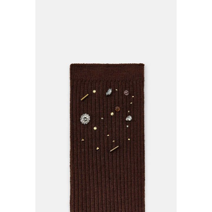 НОСКИ ИЗ СМЕСОВОЙ ШЕРСТИ С БУСИНАМИ