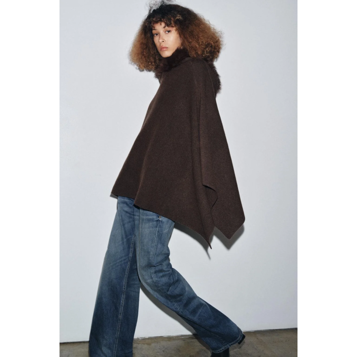 ТРИКОТАЖНАЯ НАКИДКА С МЕХОМ