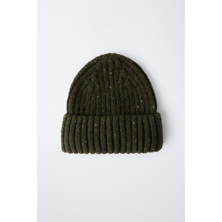 3-14 ЛЕТ/ ВЯЗАНАЯ ШАПКА С ОТВОРОТОМ И ШЕРСТЬЮ