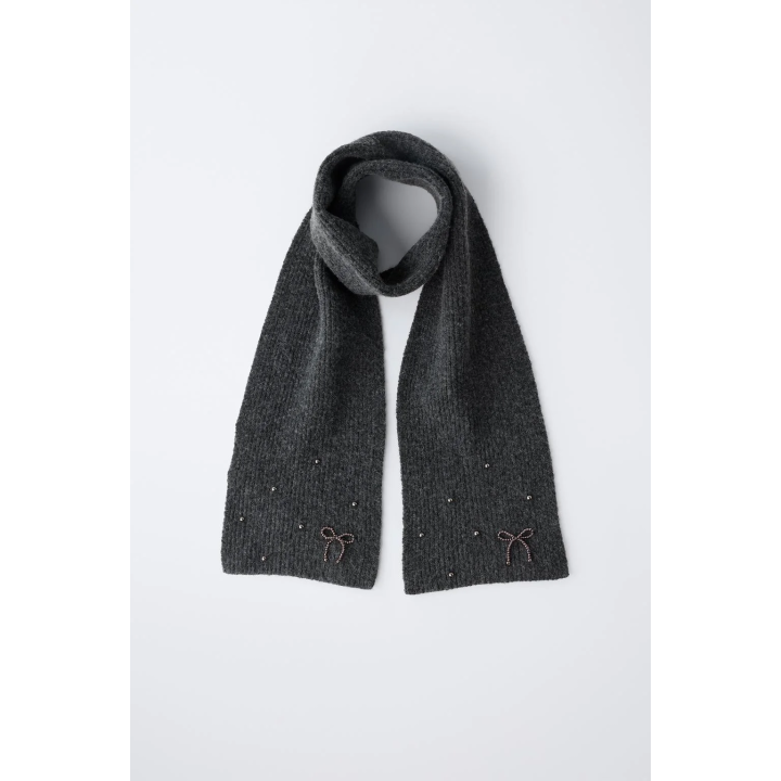 ШАРФ ТРИКОТАЖНЫЙ С БУСИНАМИ