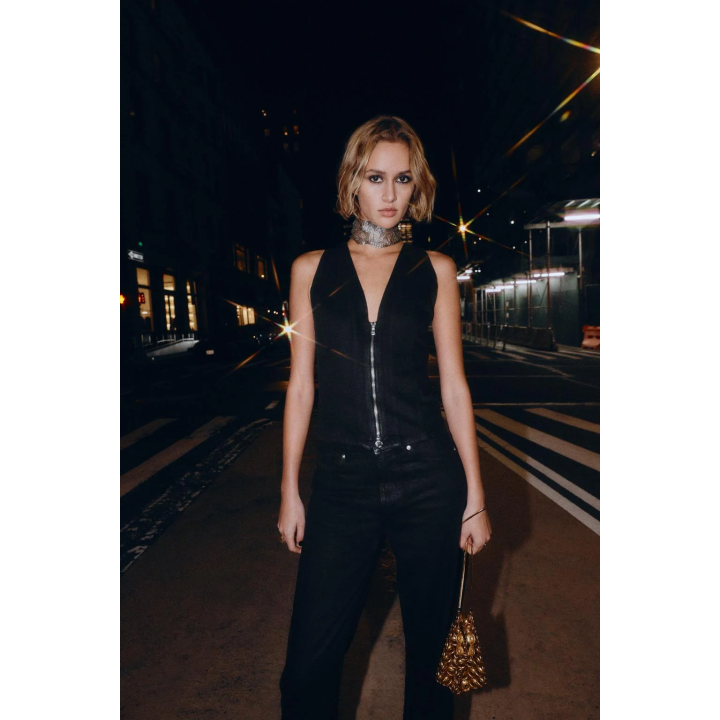 ДЖИНСОВЫЙ ЖИЛЕТ Z1975 С ЭФФЕКТОМ ВОЩЕНИЯ