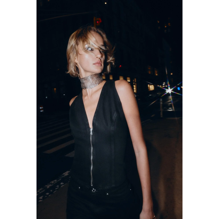 ДЖИНСОВЫЙ ЖИЛЕТ Z1975 С ЭФФЕКТОМ ВОЩЕНИЯ