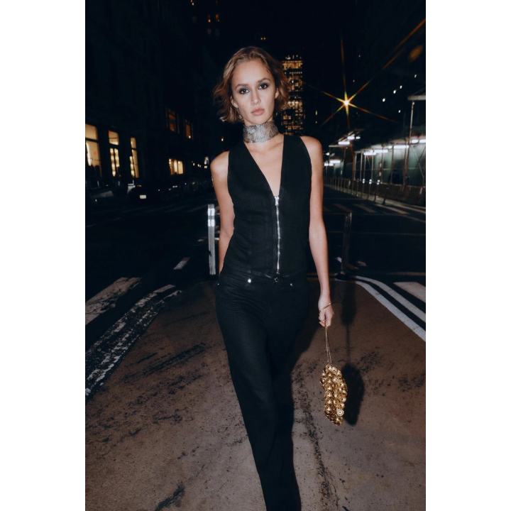 ДЖИНСОВЫЙ ЖИЛЕТ Z1975 С ЭФФЕКТОМ ВОЩЕНИЯ