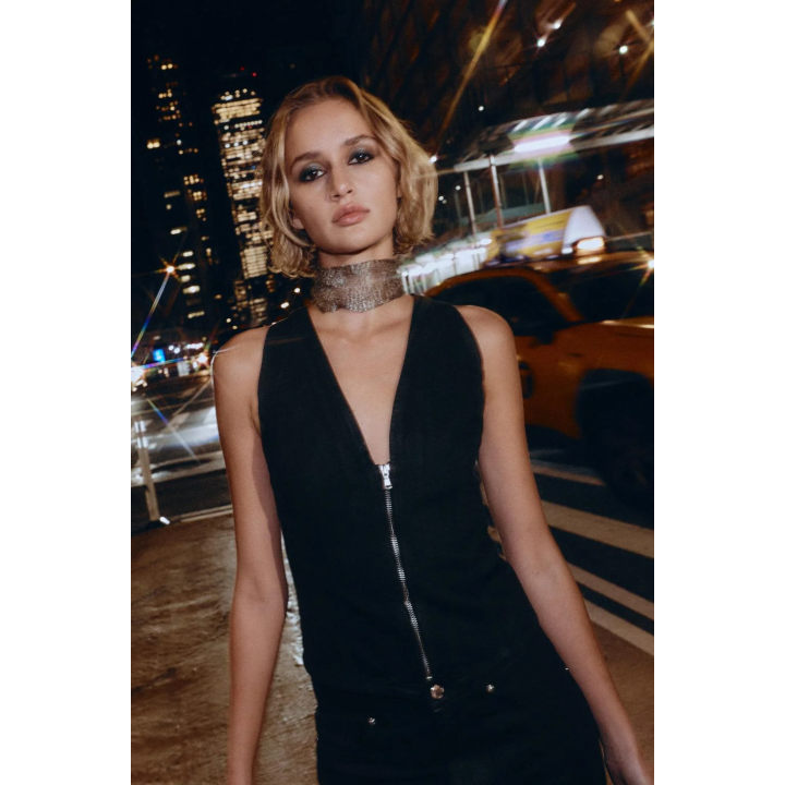 ДЖИНСОВЫЙ ЖИЛЕТ Z1975 С ЭФФЕКТОМ ВОЩЕНИЯ