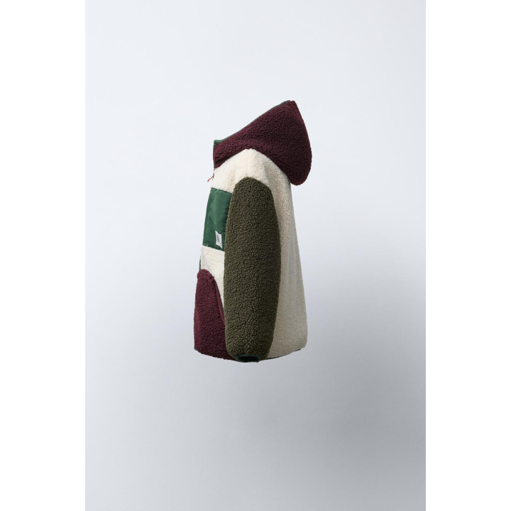 COLOUR BLOCK FAUX SHEARLING FLEECE-LINED JACKET