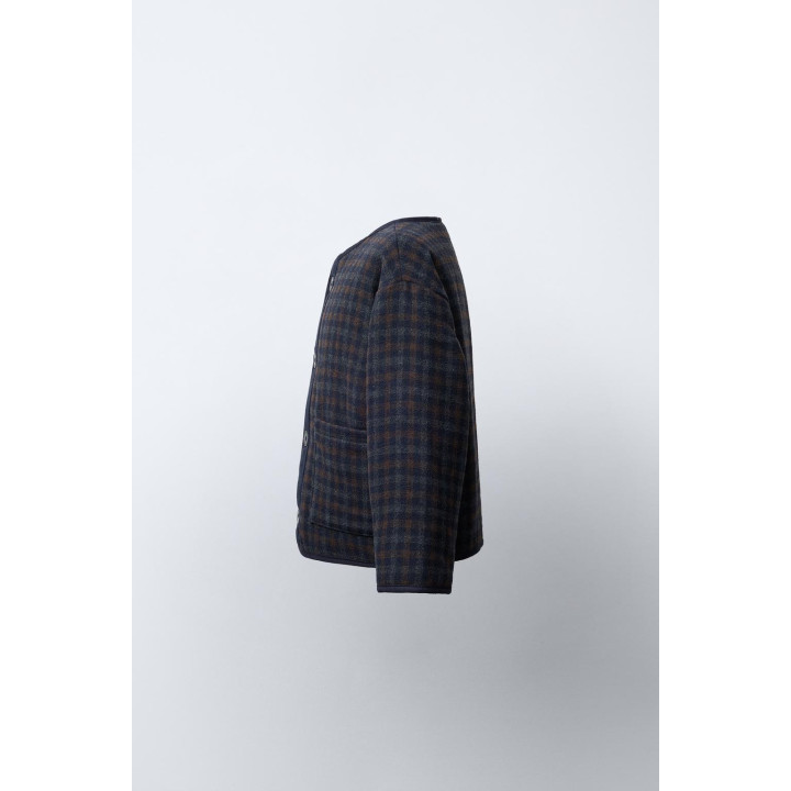 ПАЛЬТО ИЗ ТЕКСТУРНОЙ ТКАНИ В КЛЕТКУ С ШЕРСТЬЮ