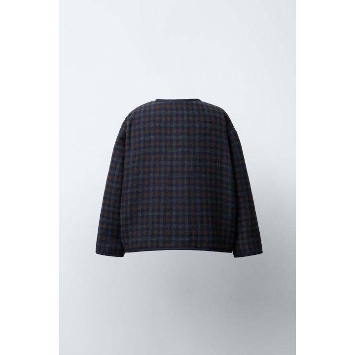 ПАЛЬТО ИЗ ТЕКСТУРНОЙ ТКАНИ В КЛЕТКУ С ШЕРСТЬЮ