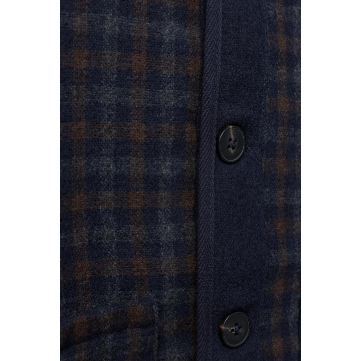 ПАЛЬТО ИЗ ТЕКСТУРНОЙ ТКАНИ В КЛЕТКУ С ШЕРСТЬЮ