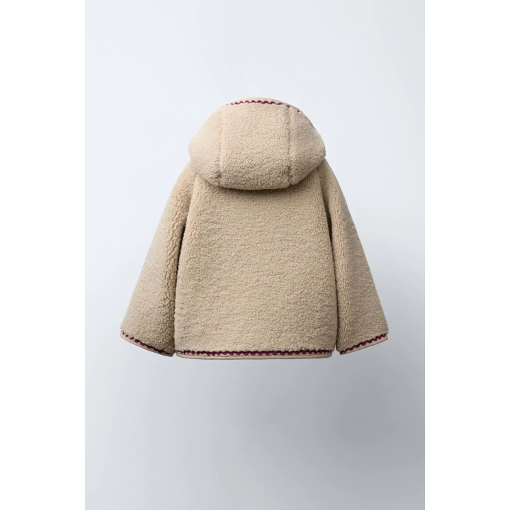 FAUX SHEARLING JACKET WITH WAVY TRIM AND FLEECE LINING