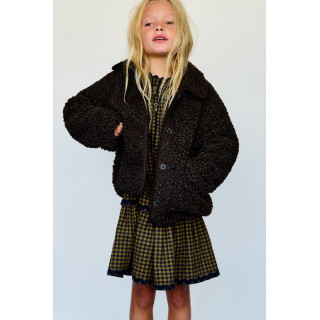 ПАЛЬТО ИЗ ИСКУССТВЕННОЙ ОВЧИНЫ С КОНТРАСТНОЙ ОТДЕЛКОЙ