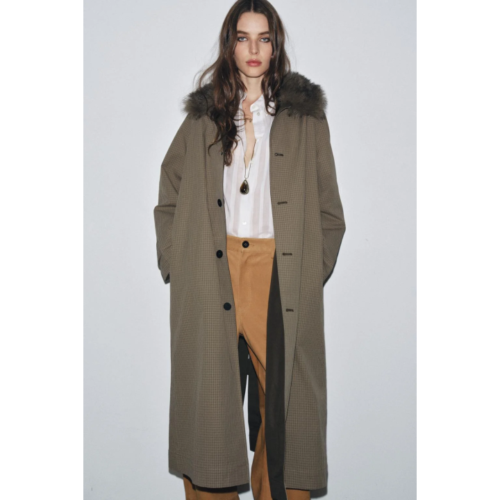 ДВУСТОРОННИЙ ТРЕНЧ С ВОРОТНИКОМ ИЗ ИСКУССТВЕННОГО МЕХА — ZW COLLECTION