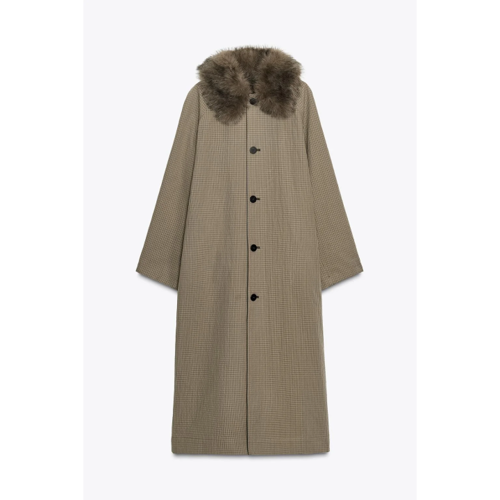 ДВУСТОРОННИЙ ТРЕНЧ С ВОРОТНИКОМ ИЗ ИСКУССТВЕННОГО МЕХА — ZW COLLECTION