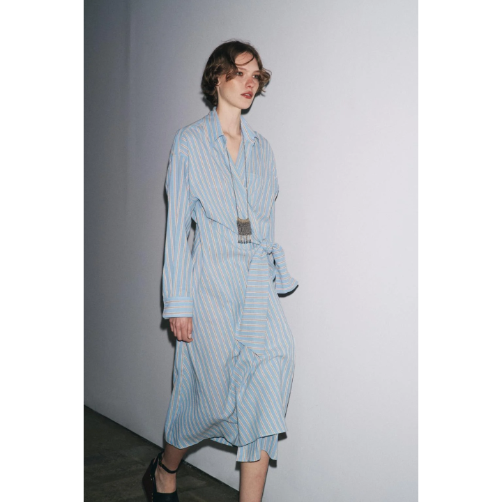 ПЛАТЬЕ НА ЗАПАХ В ПОЛОСКУ — ZW COLLECTION