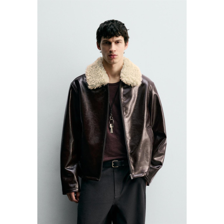 КУРТКА ИЗ ВИНИЛА С КОМБИНИРОВАННОЙ ОТДЕЛКОЙ