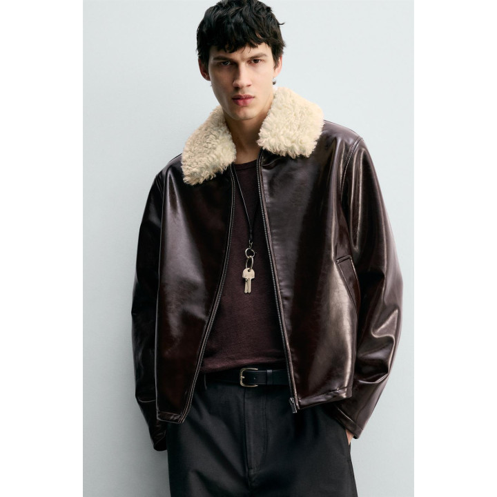 КУРТКА ИЗ ВИНИЛА С КОМБИНИРОВАННОЙ ОТДЕЛКОЙ