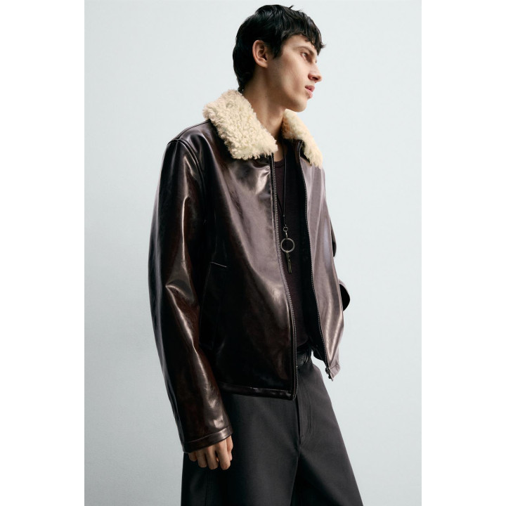 КУРТКА ИЗ ВИНИЛА С КОМБИНИРОВАННОЙ ОТДЕЛКОЙ