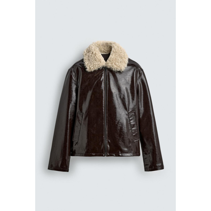 КУРТКА ИЗ ВИНИЛА С КОМБИНИРОВАННОЙ ОТДЕЛКОЙ