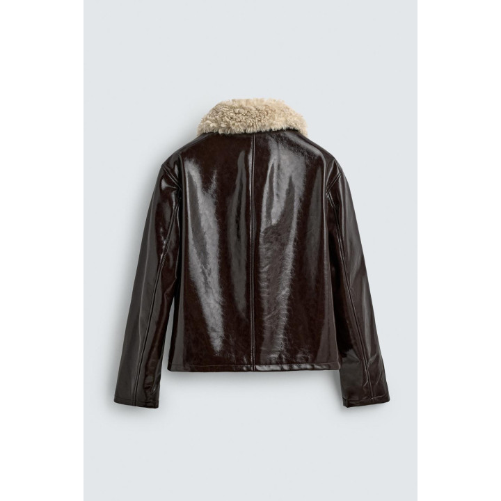 КУРТКА ИЗ ВИНИЛА С КОМБИНИРОВАННОЙ ОТДЕЛКОЙ