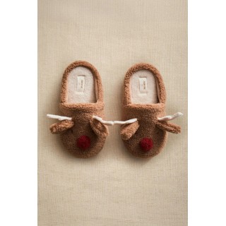 Детские тапочки на меху с оленем