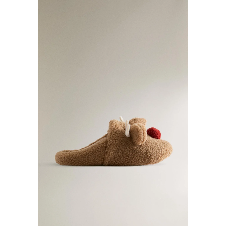 Детские тапочки на меху с оленем