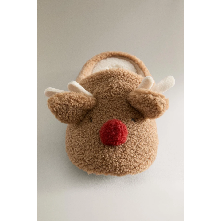 Детские тапочки на меху с оленем