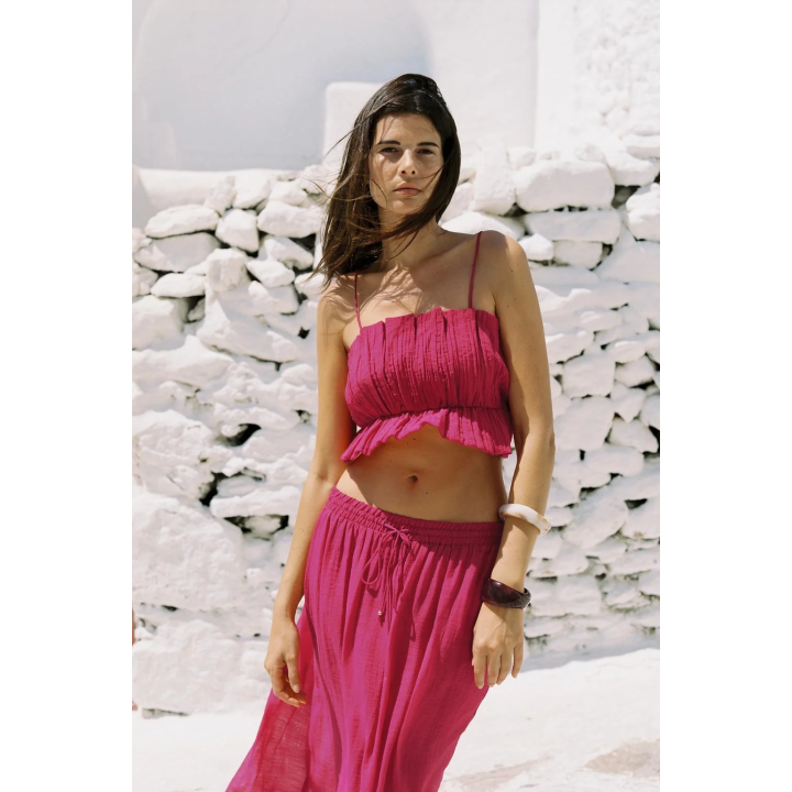 УКОРОЧЕННЫЙ ТОП С РЕЗИНОВЫМ ПРИНТОМ