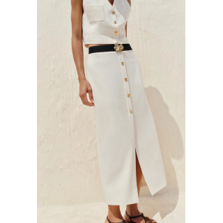 ЮБКА-МИДИ ИЗ КРЕПА С РЕМНЕМ