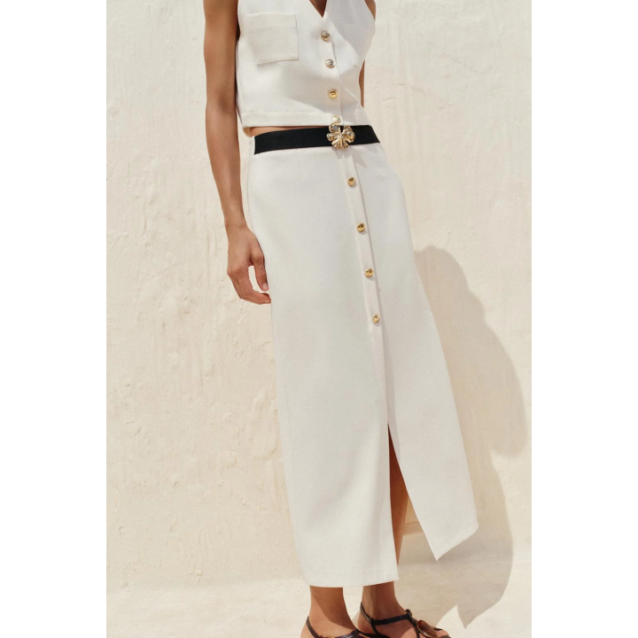 ЮБКА-МИДИ ИЗ КРЕПА С РЕМНЕМ