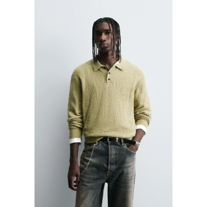 ТРИКОТАЖНОЕ ПОЛО С АЖУРНЫМ УЗОРОМ