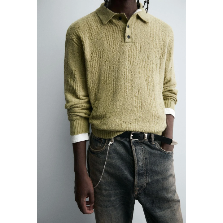 ТРИКОТАЖНОЕ ПОЛО С АЖУРНЫМ УЗОРОМ