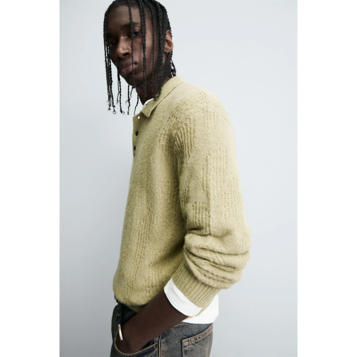 ТРИКОТАЖНОЕ ПОЛО С АЖУРНЫМ УЗОРОМ