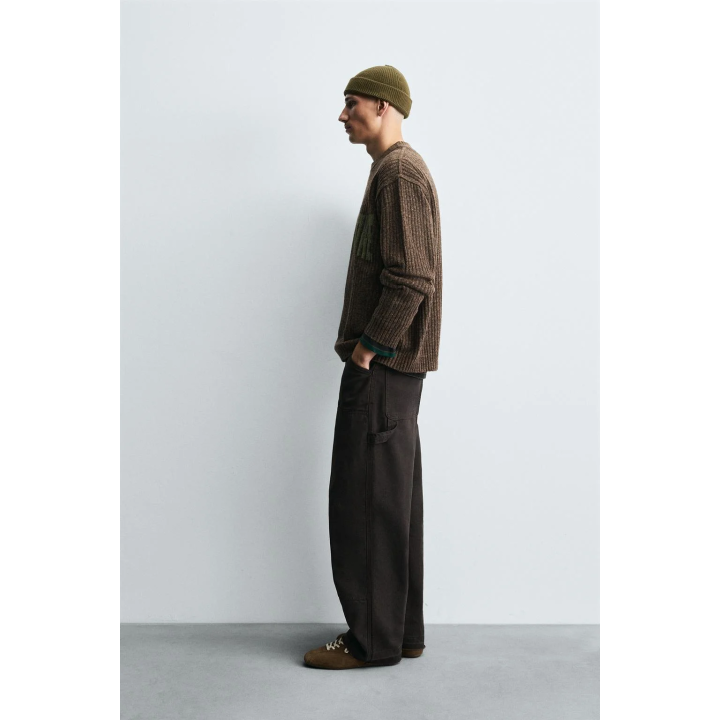 СВИТЕР В РУБЧИК С НАДПИСЬЮ