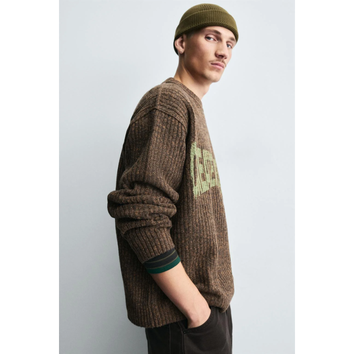 СВИТЕР В РУБЧИК С НАДПИСЬЮ