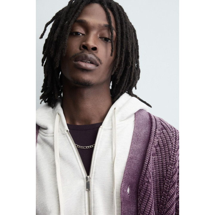 КАРДИГАН С РЕЛЬЕФНЫМ УЗОРОМ И ЭФФЕКТОМ ПОТЕРТОСТИ