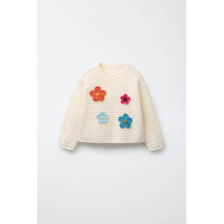 ТРИКОТАЖНЫЙ ДЖЕМПЕР С ЦВЕТАМИ