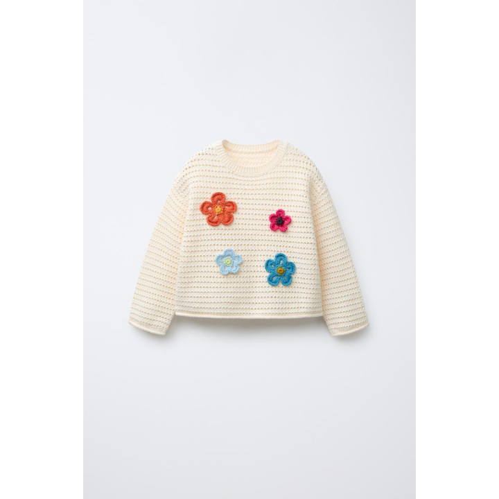 ТРИКОТАЖНЫЙ ДЖЕМПЕР С ЦВЕТАМИ