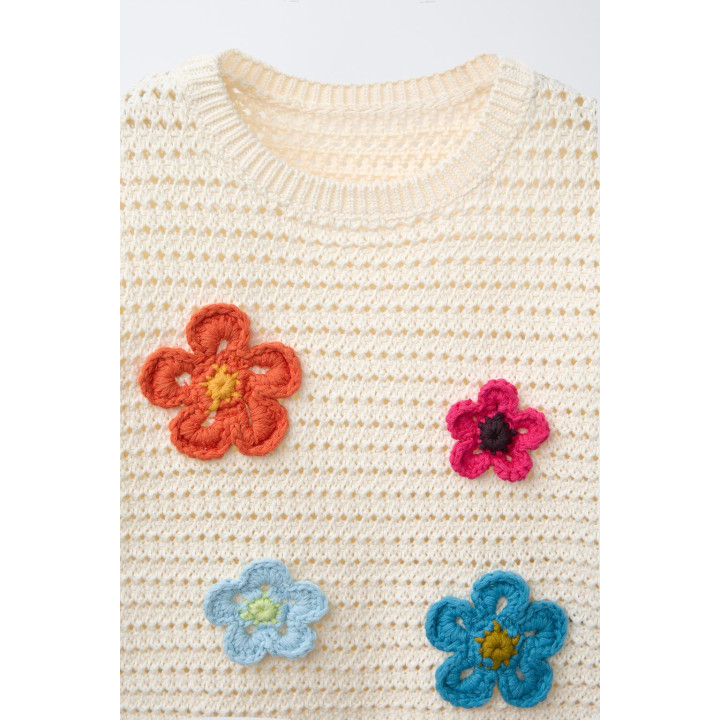ТРИКОТАЖНЫЙ ДЖЕМПЕР С ЦВЕТАМИ