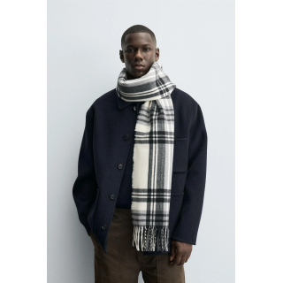 ШАРФ В КЛЕТКУ С БАХРОМОЙ