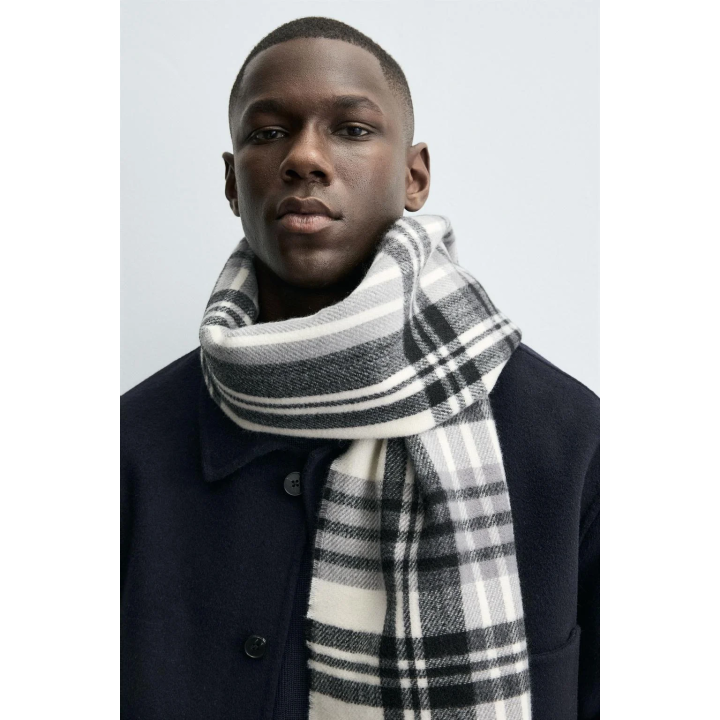 ШАРФ В КЛЕТКУ С БАХРОМОЙ