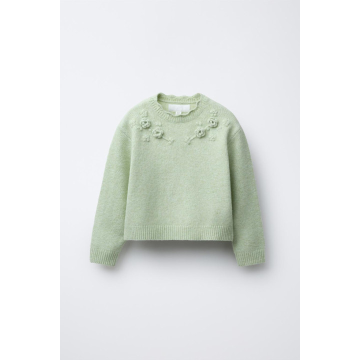 СВИТЕР С ЦВЕТОЧНЫМИ ДЕТАЛЯМИ ИЗ КРУЖЕВА КРОШЕ