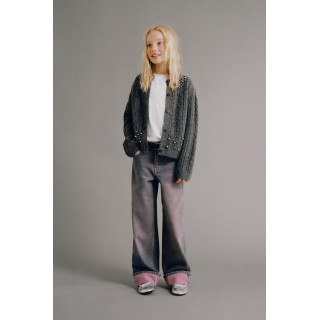 ВЯЗАНЫЙ КАРДИГАН С ЖЕМЧУГОМ И УЗОРОМ «КОСЫ»