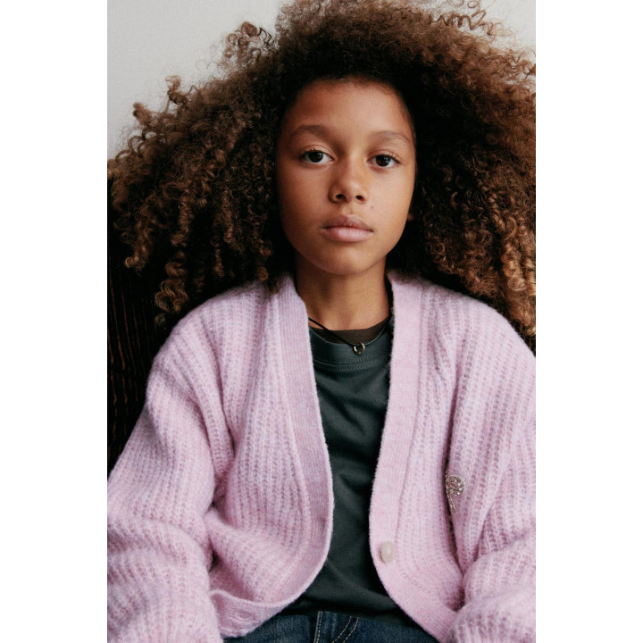 ТРИКОТАЖНЫЙ КАРДИГАН С БАНТОМ И БЛЕСТКАМИ