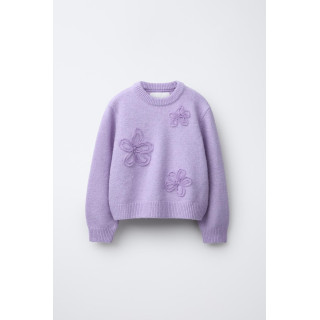 ВЯЗАНЫЙ ДЖЕМПЕР С ЦВЕТАМИ И ТЮЛЕМ