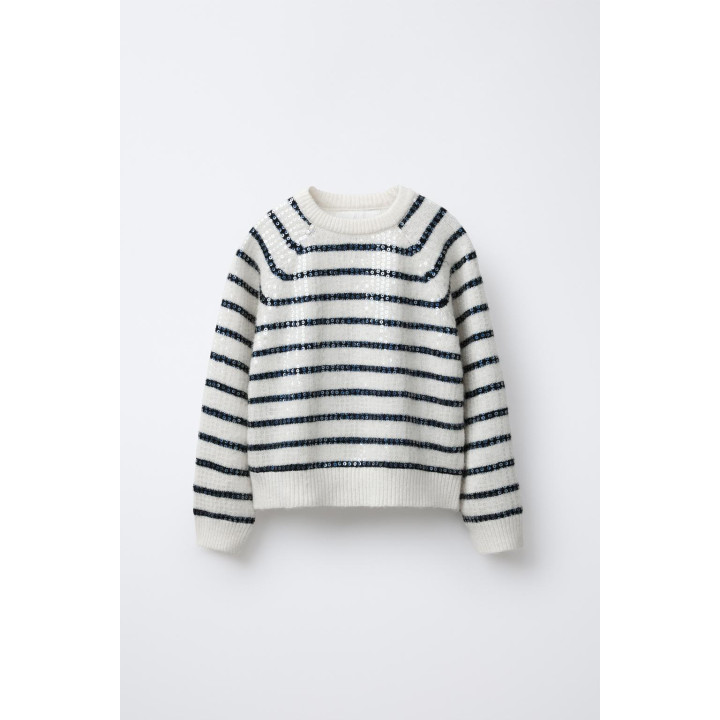 ВЯЗАНЫЙ ДЖЕМПЕР В ПОЛОСКУ С ПАЙЕТКАМИ