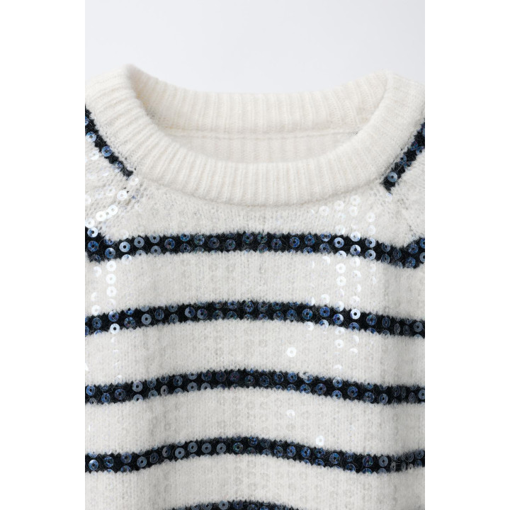 ВЯЗАНЫЙ ДЖЕМПЕР В ПОЛОСКУ С ПАЙЕТКАМИ