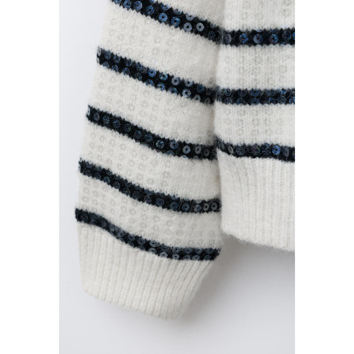 ВЯЗАНЫЙ ДЖЕМПЕР В ПОЛОСКУ С ПАЙЕТКАМИ