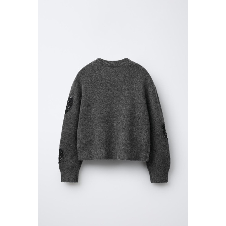 ДЖЕМПЕР ВЯЗАНЫЙ С СЕРДЕЧКАМИ И ПАЙЕТКАМИ